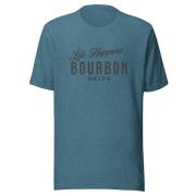 Life Happens Bourbon Helps Tee: Perfect Everyday Cotton Tee BOURBON,DRINKING,MENS,New,TSHIRT,UNISEX,WOMENS Dayzzed Apparel