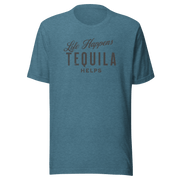 Life Happens Tequila Helps Tee - Unwind with humor DRINKING,MENS,New,TEQUILA,TSHIRT,UNISEX,WOMENS Dayzzed Apparel