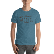 "Life Happens Alcohol Helps" T-Shirt: Embrace Fun! Get your hands on the ultimate funny drinking t-shirt. Comfortable, lightweight, and perfect for all. Dive into fun with style!