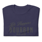 Life Happens Bourbon Helps Tee: Perfect Everyday Cotton Tee BOURBON,DRINKING,MENS,New,TSHIRT,UNISEX,WOMENS Dayzzed Apparel