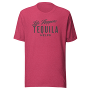 Life Happens Tequila Helps Tee - Unwind with humor DRINKING,MENS,New,TEQUILA,TSHIRT,UNISEX,WOMENS Dayzzed Apparel