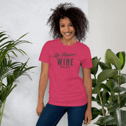 Life Happens Wine Helps Tee - Funny & Comfy ApparelEmbrace laid-back style with our "Life Happens Wine Helps" Tee. Perfect blend of humor & comfort in 100% cotton. Ideal for everyday wear. Shop now!