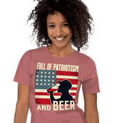 T-shirt with Full of Patriotism and Beer text and a distressed American flag background. Perfect for 4th of July.