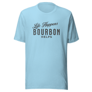 Life Happens Bourbon Helps Tee: Perfect Everyday Cotton Tee BOURBON,DRINKING,MENS,New,TSHIRT,UNISEX,WOMENS Dayzzed Apparel