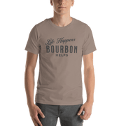 Life Happens Bourbon Helps Tee: Perfect Everyday Cotton Tee BOURBON,DRINKING,MENS,New,TSHIRT,UNISEX,WOMENS Dayzzed Apparel