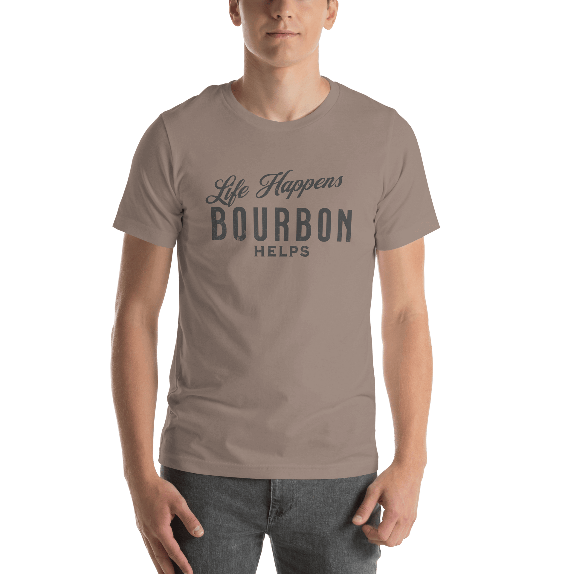 Life Happens Bourbon Helps Tee: Perfect Everyday Cotton Tee BOURBON,DRINKING,MENS,New,TSHIRT,UNISEX,WOMENS Dayzzed Apparel