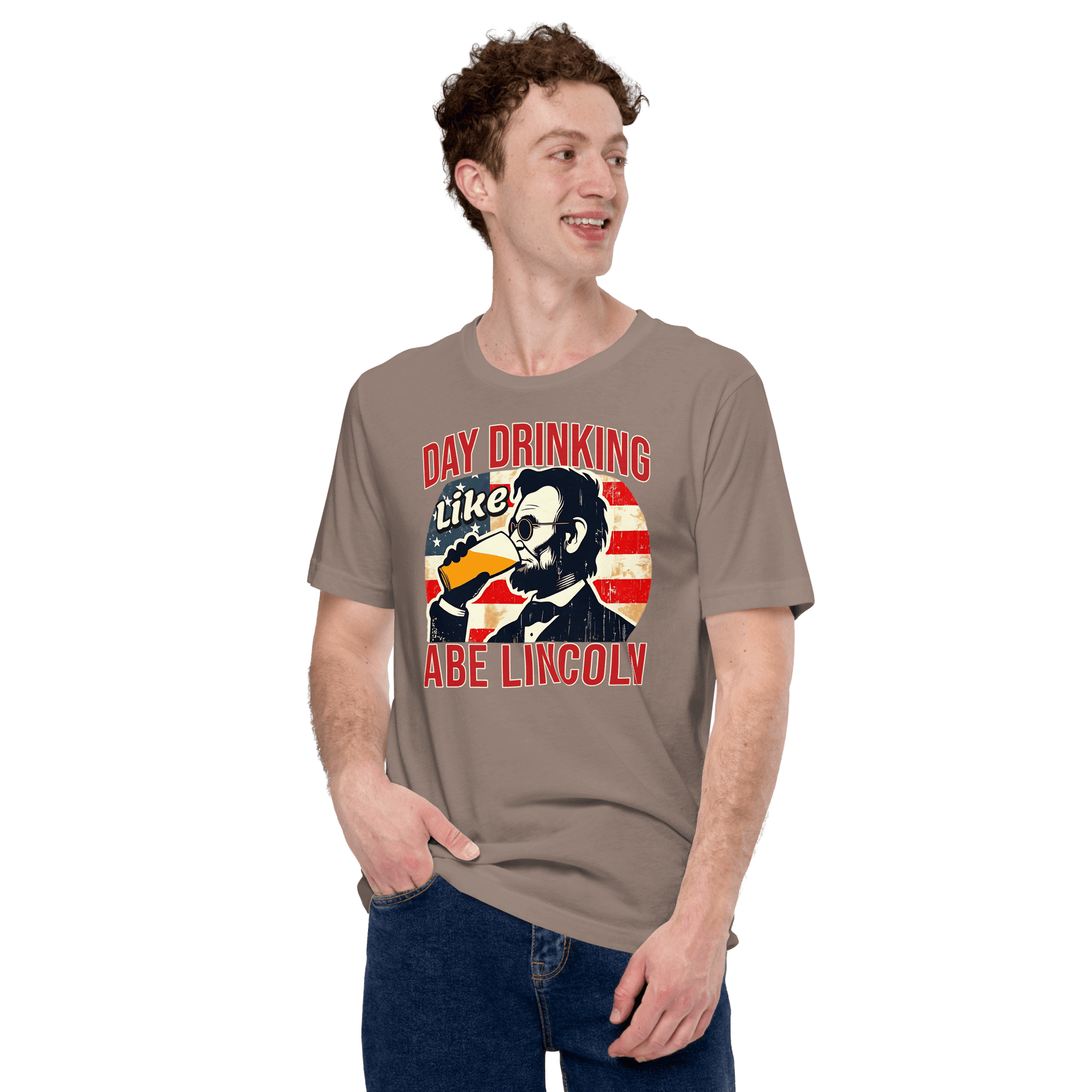 Get festive with our Day Drinking Like Abe Lincoln Tee! Perfect for 4th of July BBQs and showing off your patriotic spirit in style. Cozy & stylish.