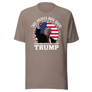 "Even Bullets Can't Stop Trump Tee with American flag background design"