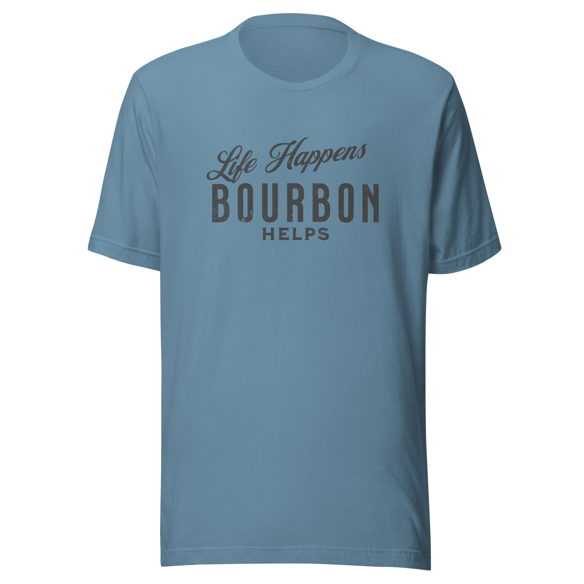 Life Happens Bourbon Helps Tee: Perfect Everyday Cotton Tee BOURBON,DRINKING,MENS,New,TSHIRT,UNISEX,WOMENS Dayzzed Apparel