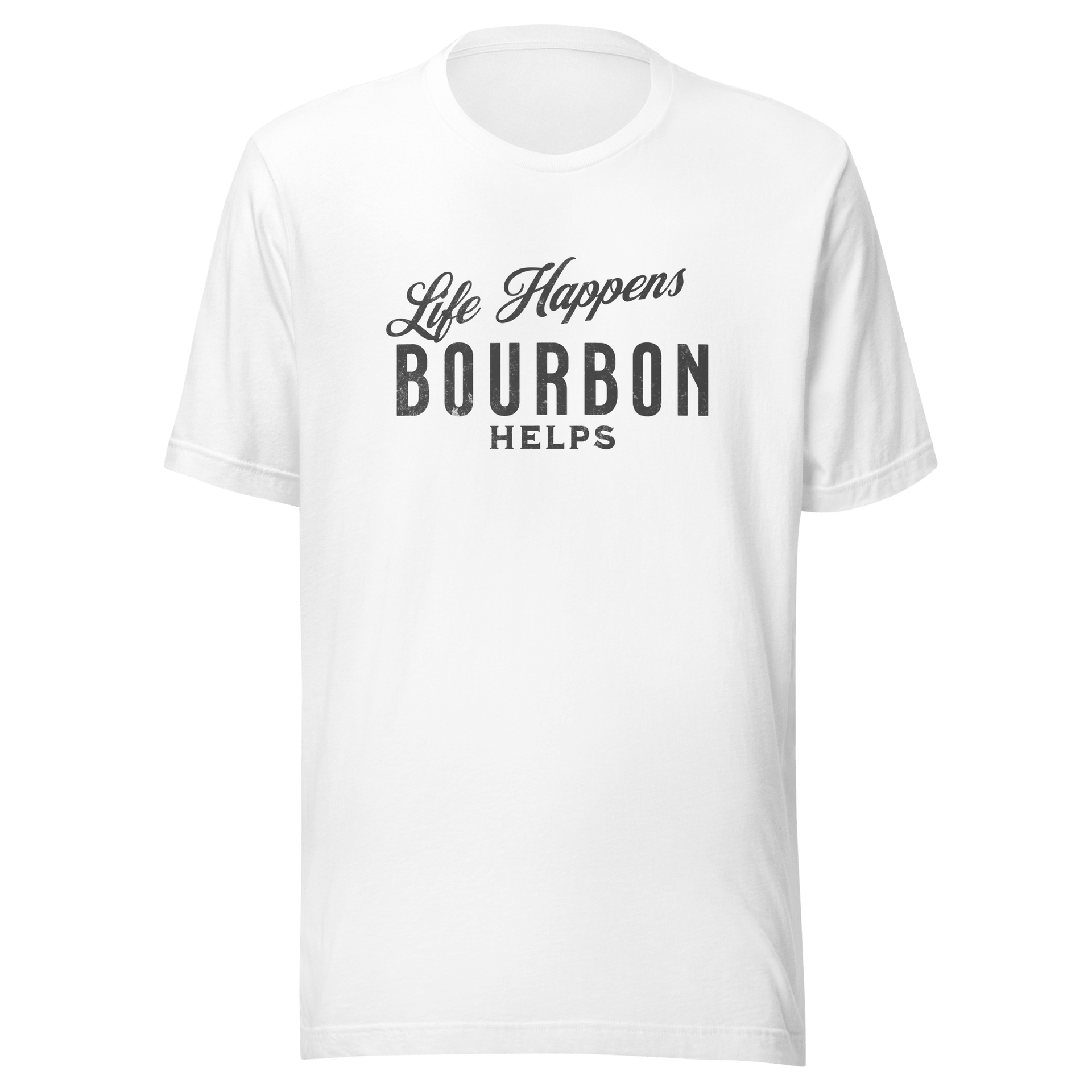 Life Happens Bourbon Helps Tee: Perfect Everyday Cotton Tee BOURBON,DRINKING,MENS,New,TSHIRT,UNISEX,WOMENS Dayzzed Apparel