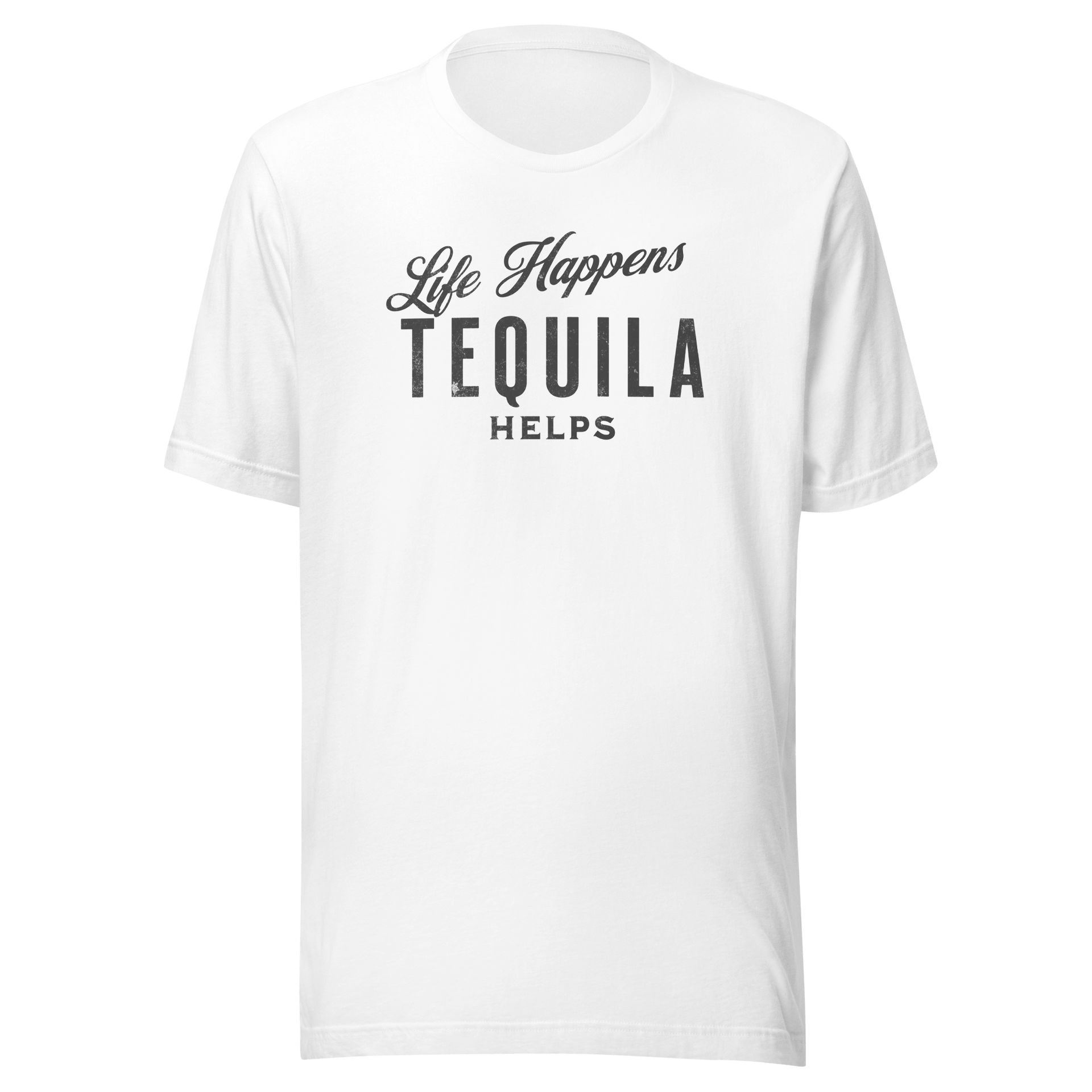 Life Happens Tequila Helps Tee - Unwind with humor DRINKING,MENS,New,TEQUILA,TSHIRT,UNISEX,WOMENS Dayzzed Apparel