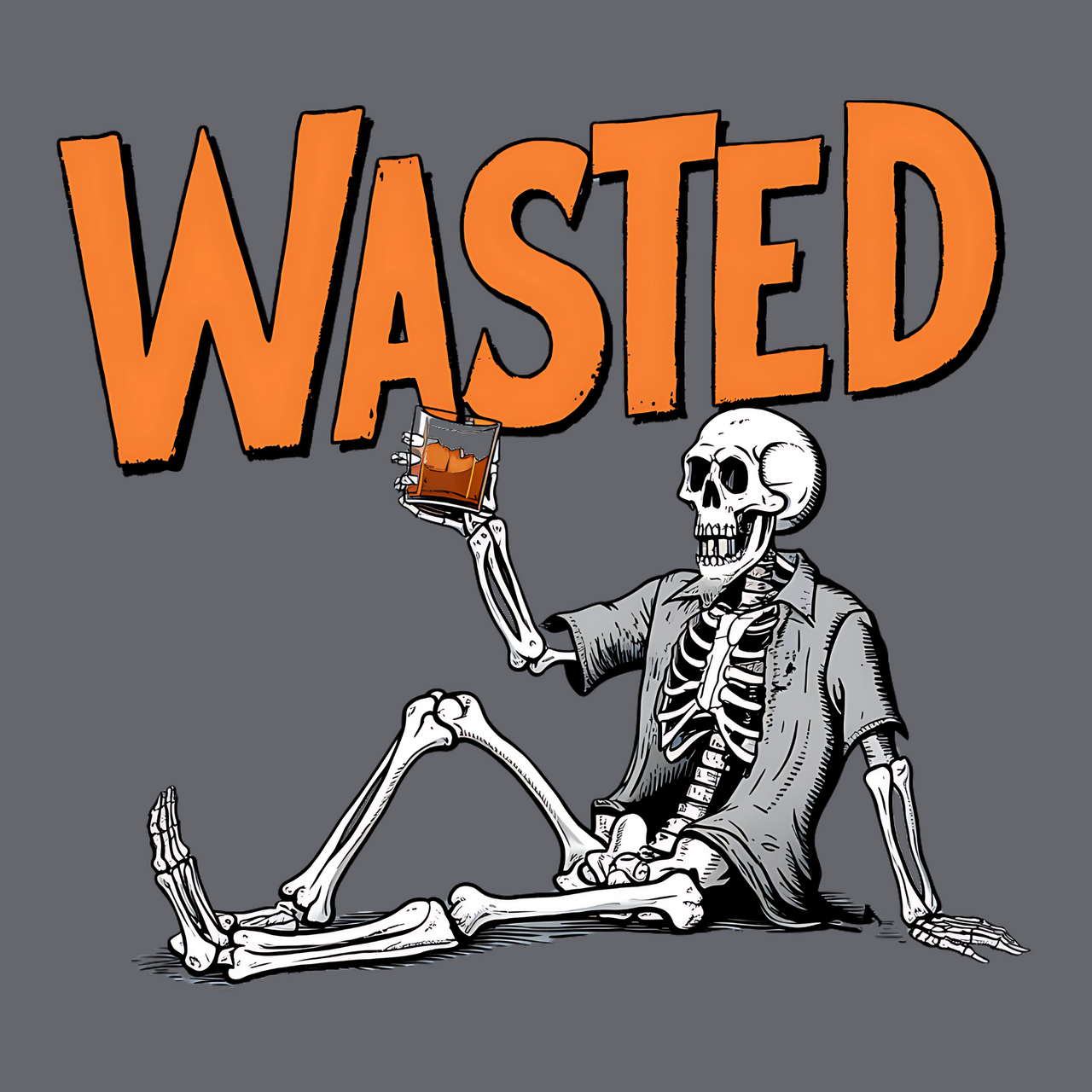 Wasted Skeleton Funny Halloween Tee