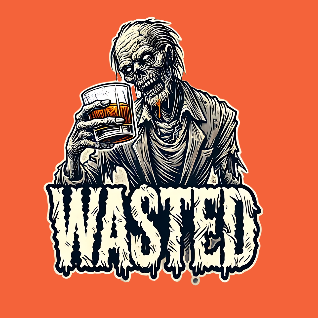 Wasted Zombie Funny Halloween Tee