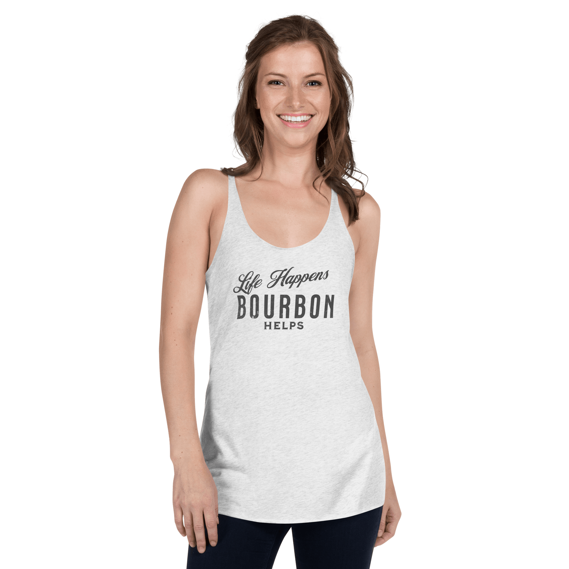 Life Happens Bourbon Tank | Women's Racerback BOURBON,DRINKING,New,RACERBACK TANK,WOMENS Dayzzed Apparel