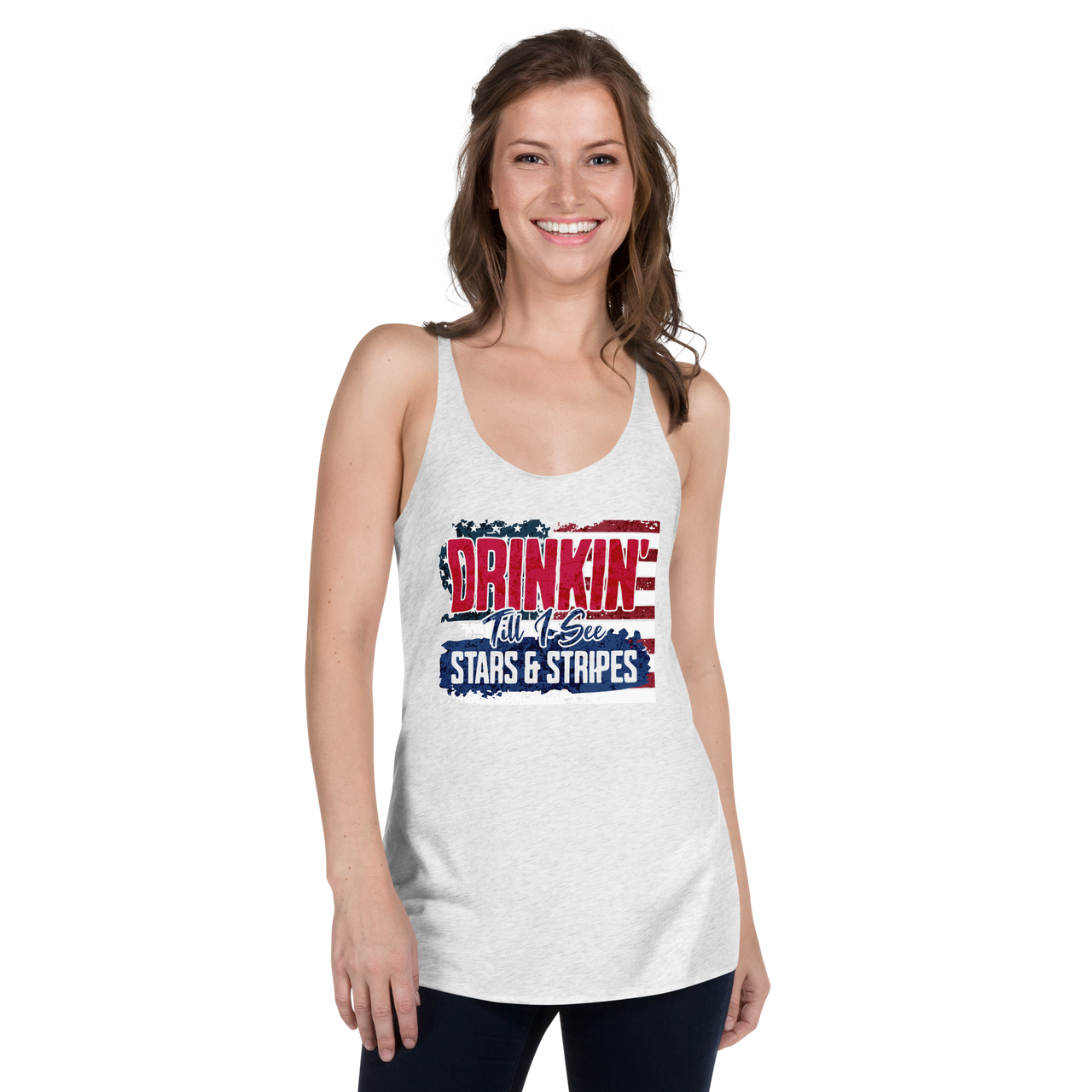 Drinkin' Till I See Stars And Stripes Women's Racerback Tank