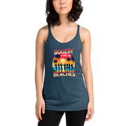 Women drinking cocktails on beach - 'Boozin' with My Beaches' racerback tank.