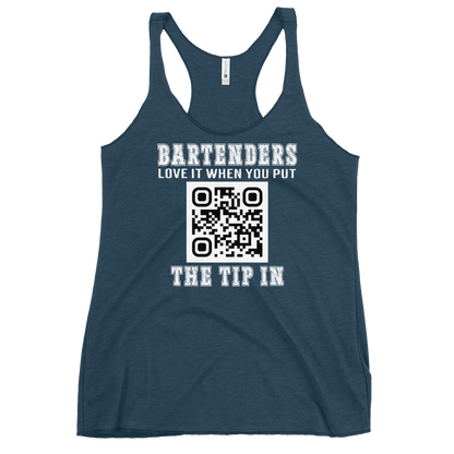 Personalized Bartender's Love It When You Put the Tip In QR Code Racerback Tank