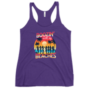 Women drinking cocktails on beach - 'Boozin' with My Beaches' racerback tank.