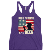 Racerback tank with Full of Patriotism and Beer text and a distressed American flag background. Perfect for 4th of July.