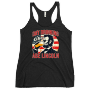 Get ready for July 4th with our Day Drinking Like Abe Lincoln Racerback. Perfect for BBQs & showing off your patriotic pride in style!