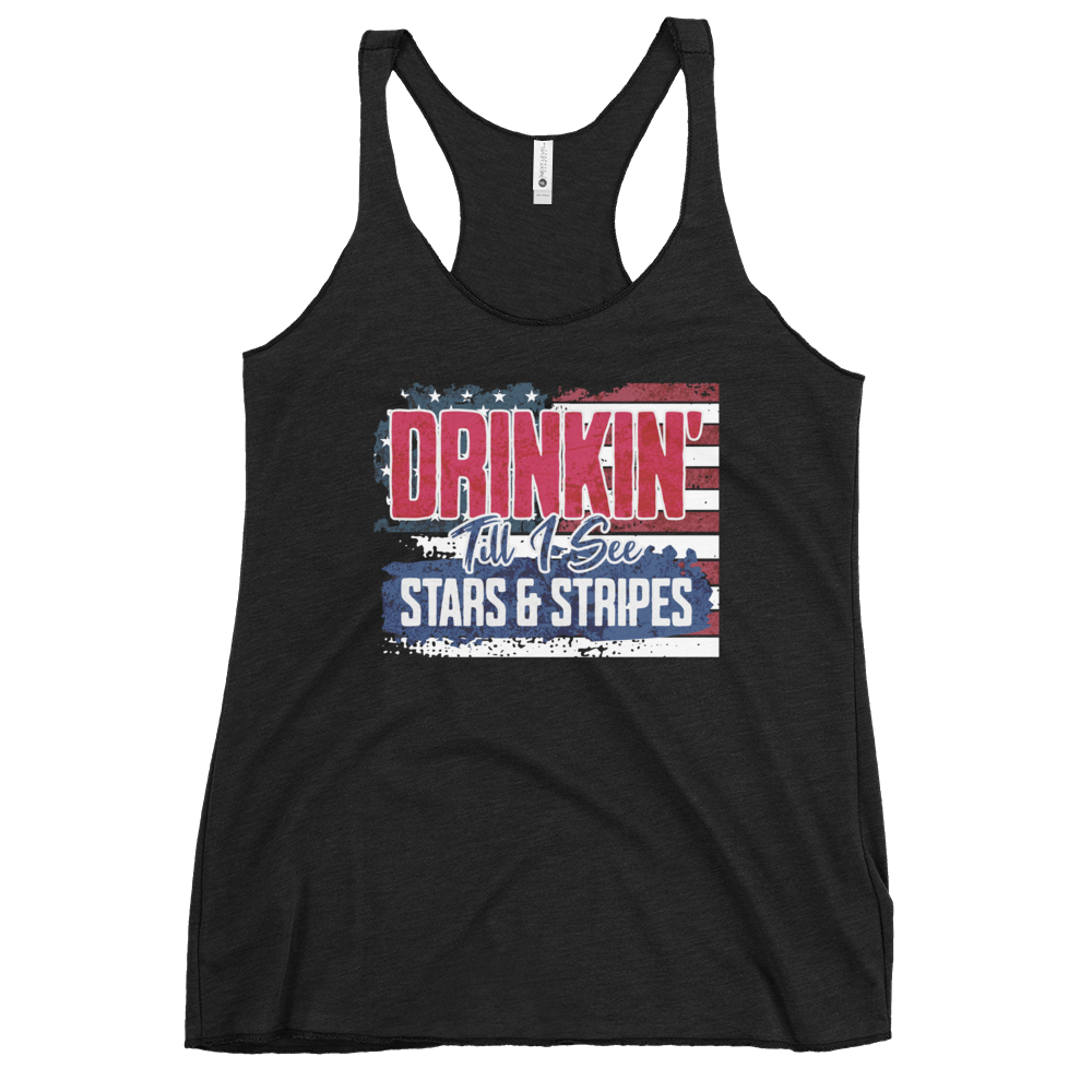 Drinkin' Till I See Stars And Stripes Women's Racerback Tank