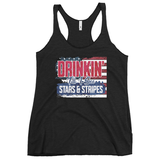 Drinkin' Till I See Stars And Stripes Women's Racerback Tank