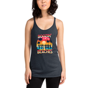 Women drinking cocktails on beach - 'Boozin' with My Beaches' racerback tank.