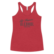 Funny Women's Racerback Tank | Life Happens Whiskey Helps Embrace the laughs with our Life Happens Alcohol Helps Racerback Tank. Perfectly lightweight, soft, and edgy for every fun-loving woman.