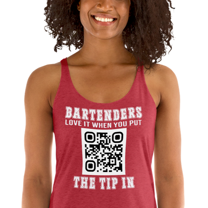 Personalized Bartender's Love It When You Put the Tip In QR Code Racerback Tank
