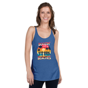 Women drinking cocktails on beach - 'Boozin' with My Beaches' racerback tank.