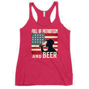 Racerback tank with Full of Patriotism and Beer text and a distressed American flag background. Perfect for 4th of July.