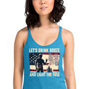 Let's Drink Booze and Light the Fuse Racerback Tank - Patriotic 4th of July Apparel