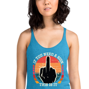 Discover the perfect blend of comfort and style with our If You Need a Sign Racerback Tank. Soft, lightweight, and form-fitting with raw edge seams.